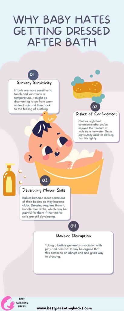 why baby hates getting dressed after bath
